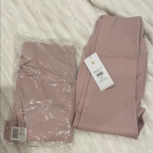 Pink Ribbed Leggings